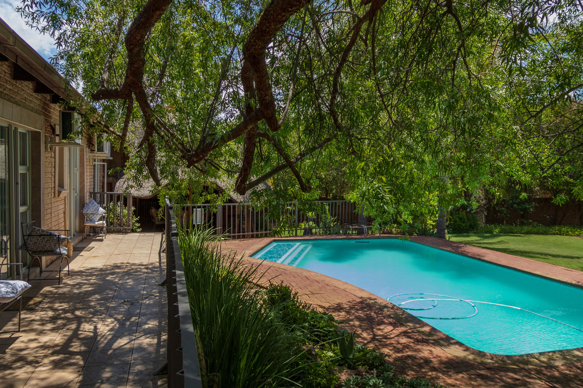 Swimming pool and gardens at Park Living Guesthouse